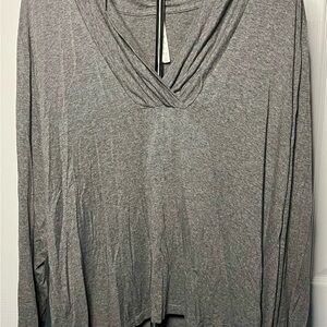 Leo & Nicole Gray Long Sleeve Relaxed Blouse Womens 2x
